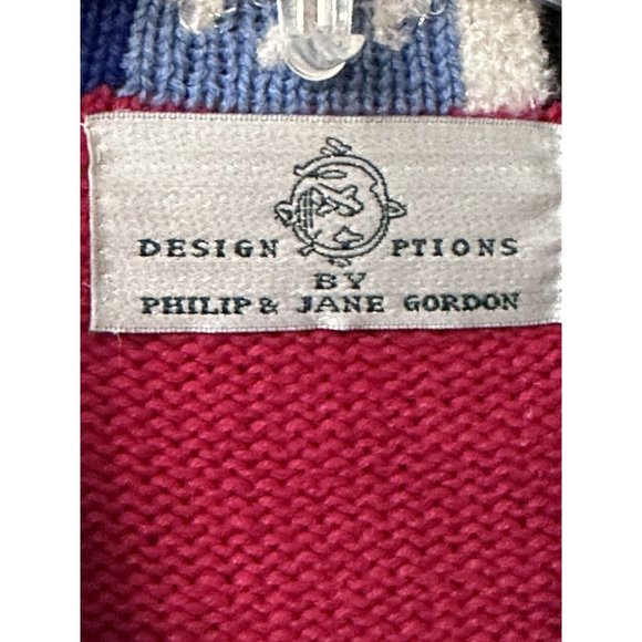 Vtg Design Options Philip Jane Gordon Sweater Snowman Patchwork Collar Button - Picture 9 of 11